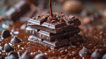 assorted chocolate pieces close-up, realistic illustrationの素材