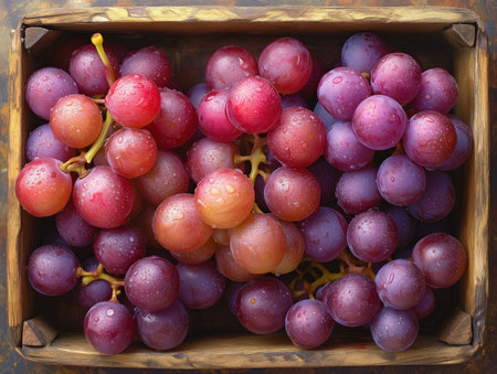bunches of grape pinks close up, realistic illustrationの素材