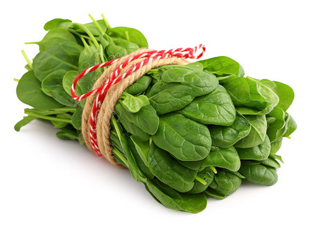 fresh bunch of spinach isolated, white backgroundの素材