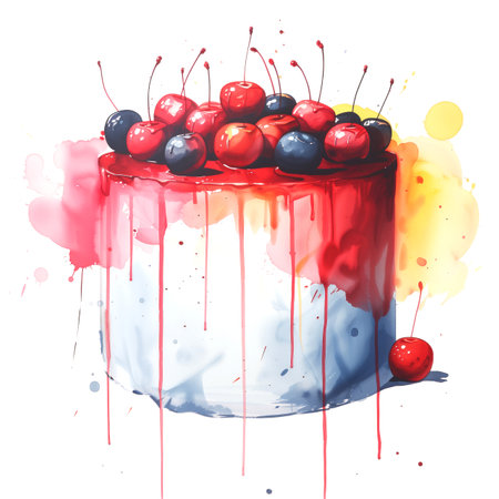 cake fruit hand drawn isolated white backgroundの素材