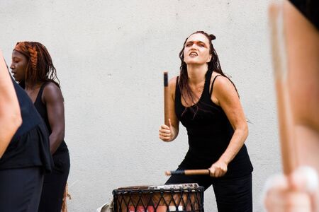 Aurillac International Street Theatre Festival in France, 2010. Show, のeditorial素材