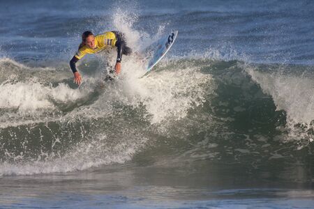 SEIGNOSSE, FRANCE - JUNE 3, 2011: French surfer Justine Dupont at the Swatch Pro France on June 3,...