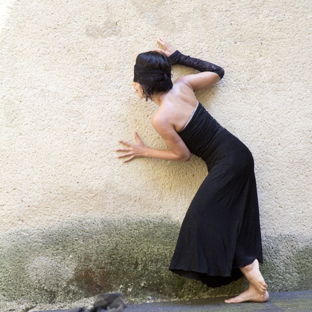 AURILLAC, FRANCE- AUGUST 17: Barbara Murata dances as part of the Aurillac International Street Theater Festival,  show "Doppelganger", on August 17, 2011 in Aurillac, France. のeditorial素材