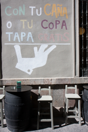 CORDOBA, SPAIN - OCTOBER 11: Sign outside a bar on October 11, 2012,  in Cordoba, Spain.のeditorial素材