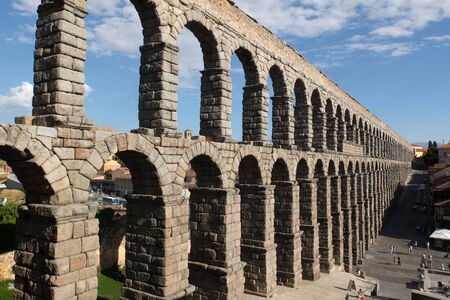 SEGOVIA, SPAIN -  SEPTEMBER 24   Famous Roman aqueduct, on September 24, 2013, in Segovia, Spain   のeditorial素材