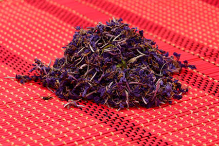 flower tea on a Matの写真素材