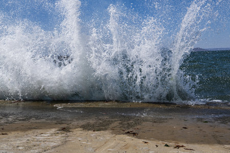 wave splash on the beach, photo as a background, digital image