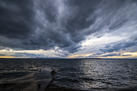 Dramatic stormy sky over the japan sea, Russia.の写真素材