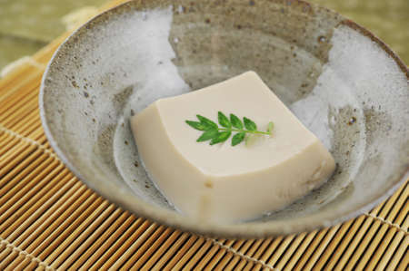 Sesame tofu in a traditional Japanese bowl