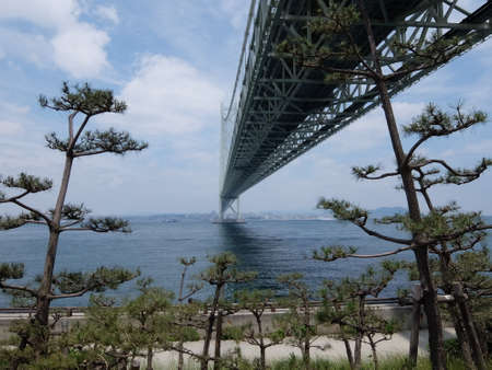 Suspension bridge over the strait.
"Akashi Kaikyo Bridge" in Hyogo Prefecture, Japanの写真素材