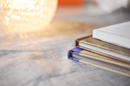 Nostalgic books to read under the lampの写真素材