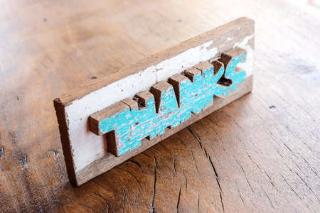 Thank on woodの写真素材