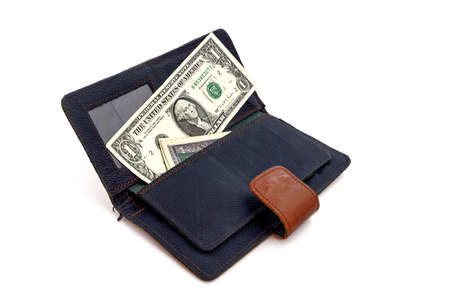 bag and money isolated on whiteの写真素材