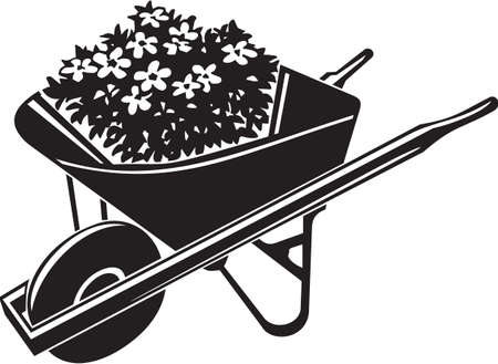 Wheelbarrow with Flowers Vinyl Ready Vector Illustrationのイラスト素材