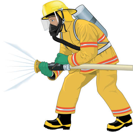 Firefighter Attacking Fire Illustrationのイラスト素材