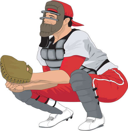 Baseball Catcher Illustrationのイラスト素材