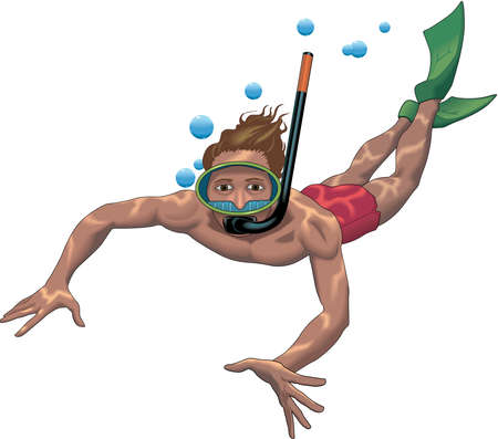 Snorkeler Illustration .