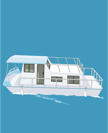 House Boat Illustrationのイラスト素材
