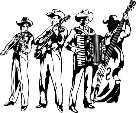 A western band illustration on white background.のイラスト素材