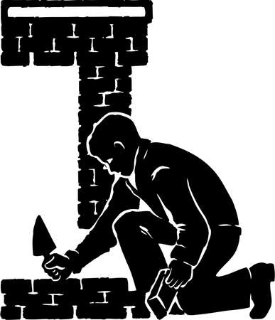 Brick layer illustration on white background.のイラスト素材