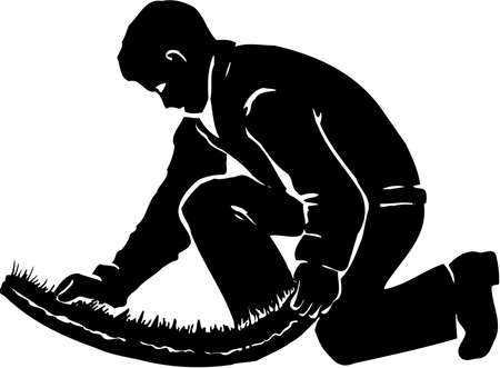 Laying sod illustration on white background.のイラスト素材