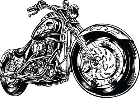 Motorcycle with Flames Vector Illustrationのイラスト素材