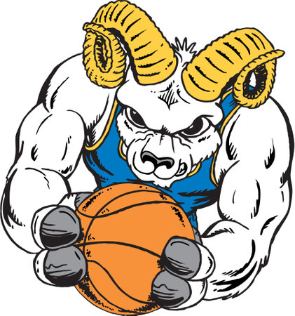 Basketball Ram Mascot Vector Illustrationのイラスト素材