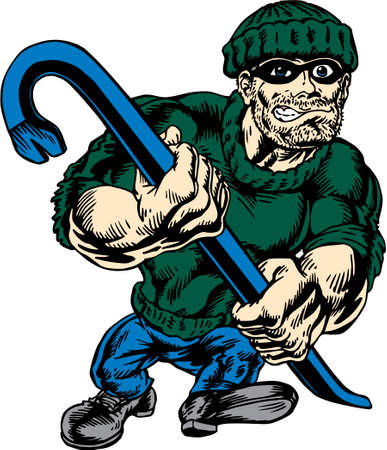Burglar Mascot Strut Vector Illustrationのイラスト素材