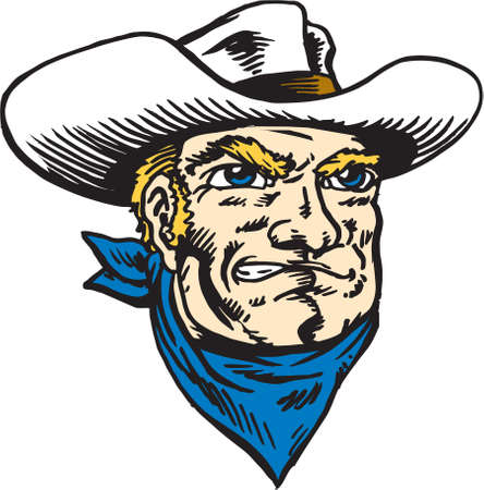 Cowboy Mascot Head Vector Illustrationのイラスト素材