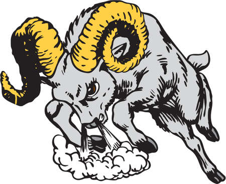 Ram Mascot Charging Vector Illustrationのイラスト素材