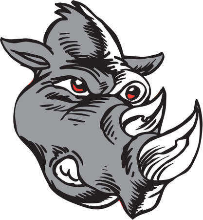 Rhino Head Mascot Vector Illustrationのイラスト素材