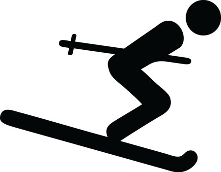 Skier Symbol Black and White Vector Illustrationのイラスト素材