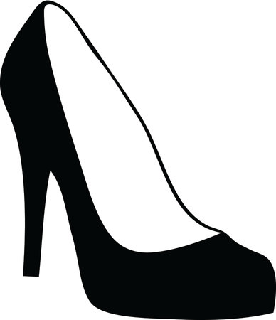 Female Shoe Black and White Vector Illustrationのイラスト素材