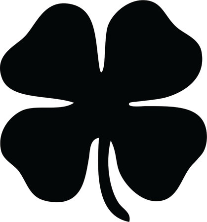 Four Leaf Clover Black and White Vector Illustrationのイラスト素材
