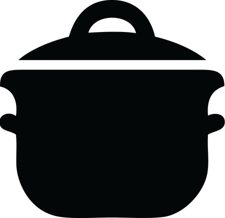 Cooking Pot Black and White Vector Illustrationのイラスト素材