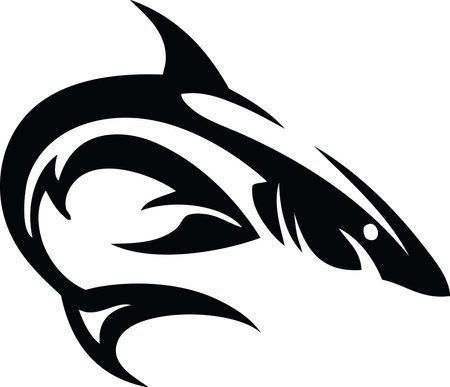 Shark Black and White Vector Illustrationのイラスト素材