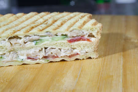 Delicious and juicy Homemade sandwich from square bread slices