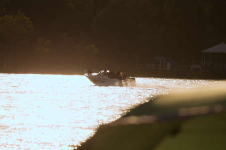 Walk on the motor boat to resortの写真素材