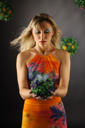 The beautiful wood fairy in expectation of a miracleの写真素材