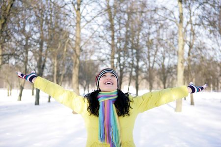 Happy girl in winter 