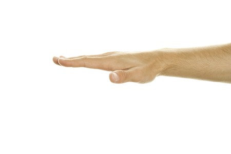 Inverted open palm. Isolated on white backgroundの写真素材