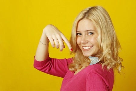 Beautiful girl with a butterflyの写真素材