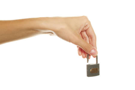 holding an opened lockの写真素材
