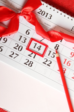 Calendar, day marked by February 14  backgroundの写真素材