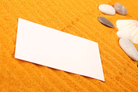 Close up on yellow sand paper and shell