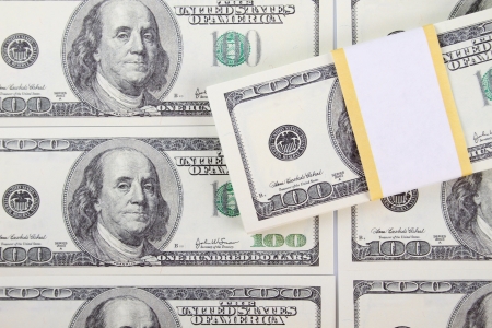 Close-up of dollar cash pile of moneyの写真素材