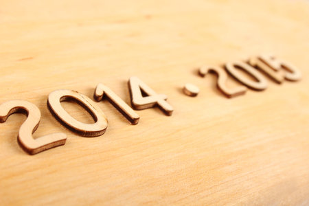 Wooden 2014 - 2015. New year text on plank woodの写真素材