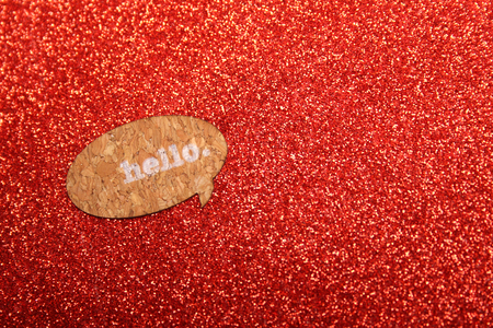 Red background with text hello. Greeting cardの写真素材