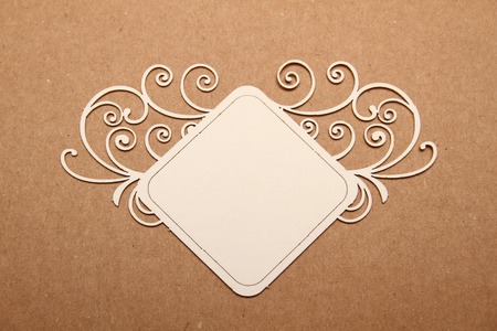 Round wooden frame with curls, for textの写真素材