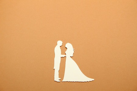 Greeting card for the bride and groom silhouettesの写真素材